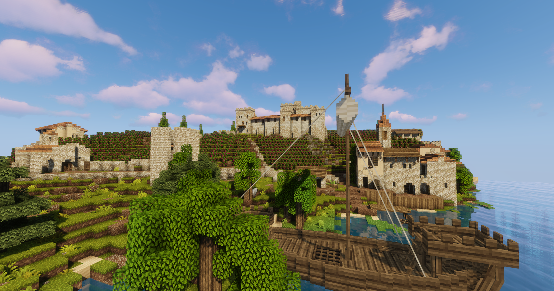 Medieval city building and architecture on Mvndicraft server